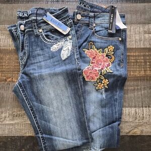 2 Pair Brand New Grace In L.A. Easy Fit Bootcut Jeans ~ Size 29" x 33" GORGEOUS!